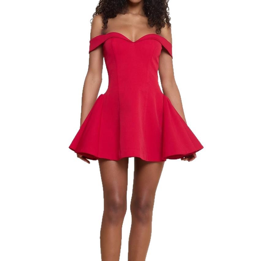 Women's Off-Shoulder Short Bodycon Dress Solid Color Elegant Tube Dress