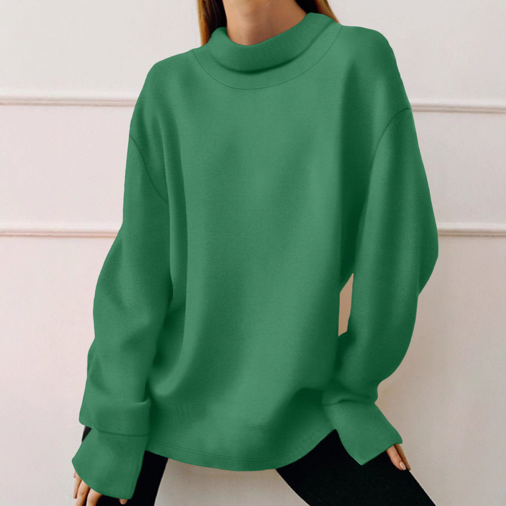 Minimalist Solid Color Long-Sleeve Pullover Hoodie