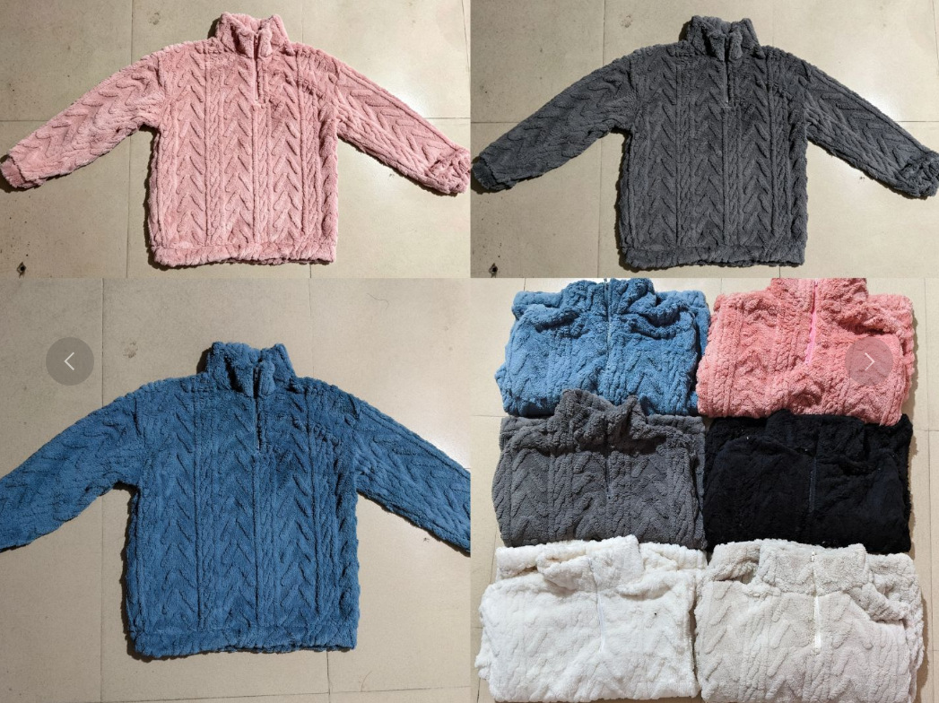 Women's Double-Sided Fleece Pullover Zip-Up Top