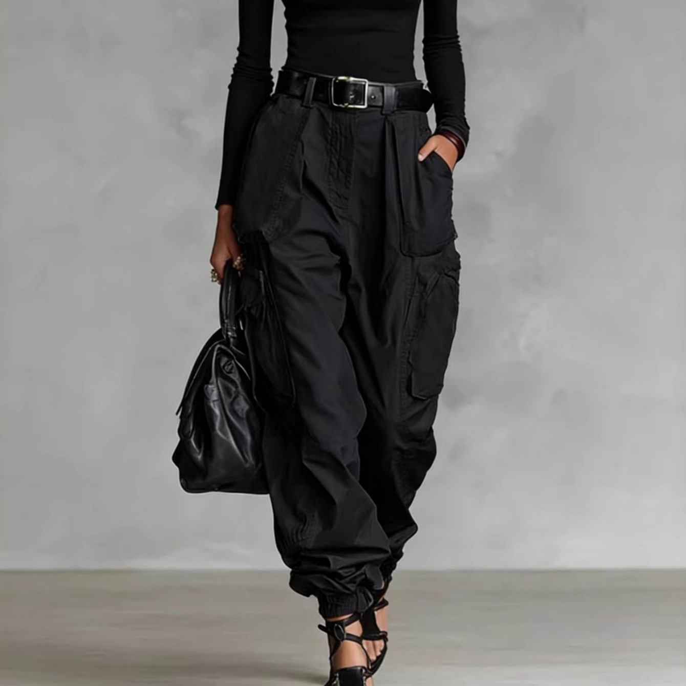 Multi-Pocket Wide-Leg Cargo Pants Streetwear Loose Fit