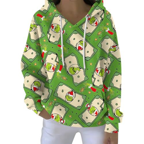 Women's Plaid Christmas Grinch Print Hoodie