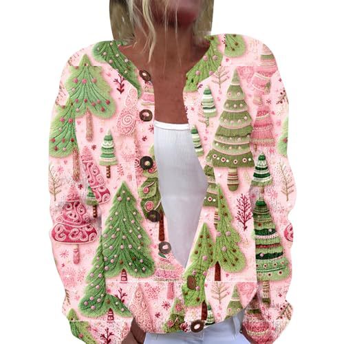 Women's Christmas Santa Print Faux Sweater Cardigan