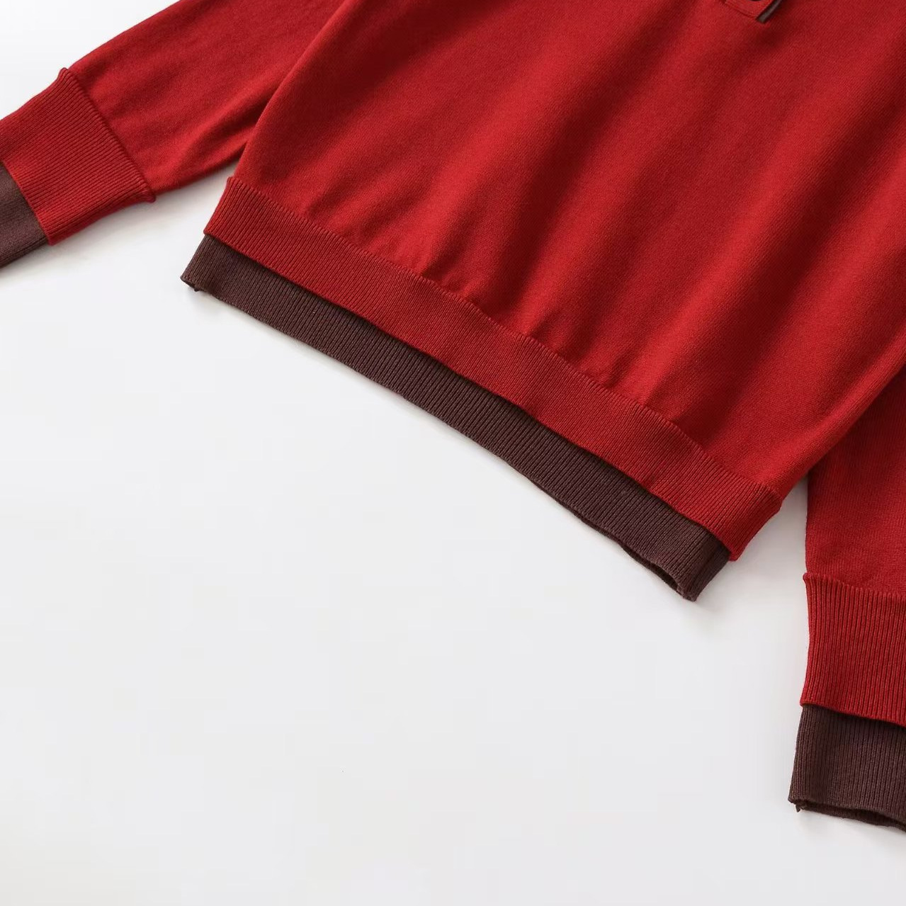 Classic Solid Knit Polo Sweater Long Sleeve Pullover