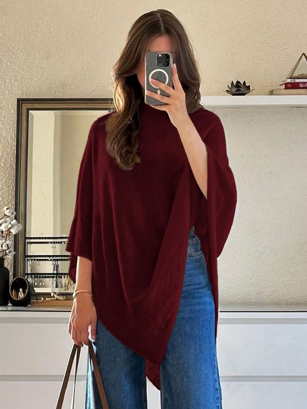 Women's Irregular Knit Poncho Sweater Pullover Cape