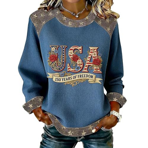 Women's USA Flag Star Print Casual Sweatshirt