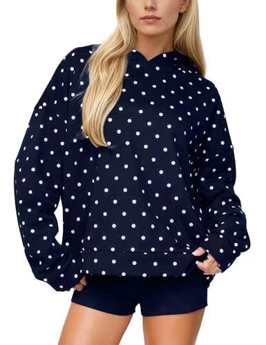Women's Polka Dot Print Casual Hoodie