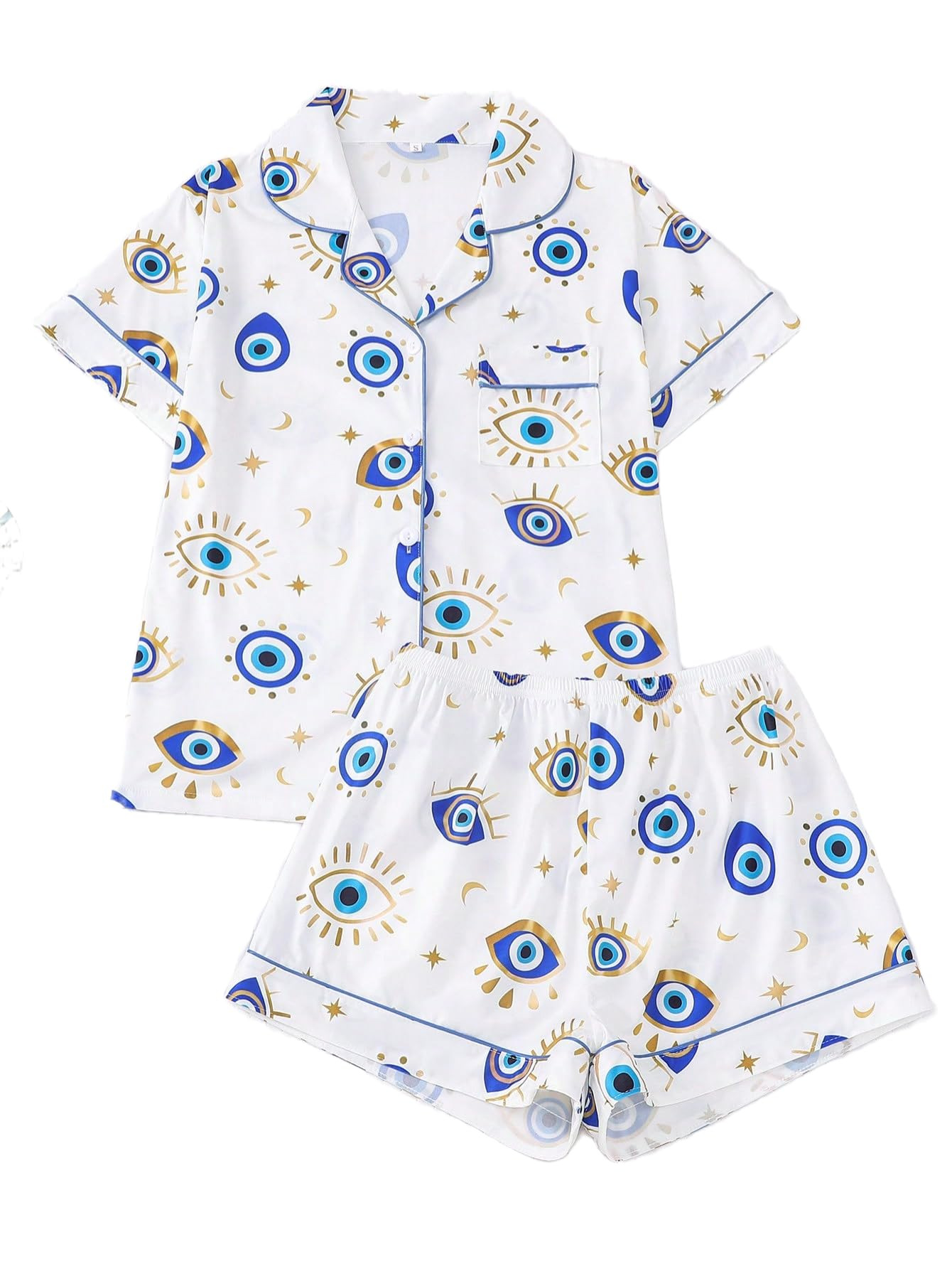 Women's Summer Hawaiian Print Short Sleeve Shirt Set