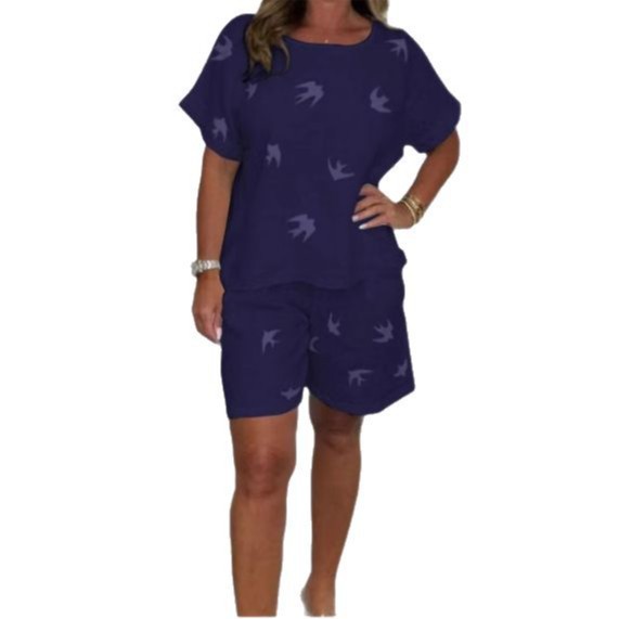 Women's Casual Printed Sleeveless Top and Shorts Set