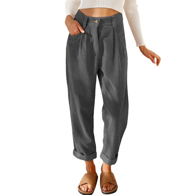 Corduroy Women's Cropped Pencil Pants Casual Commuter Style