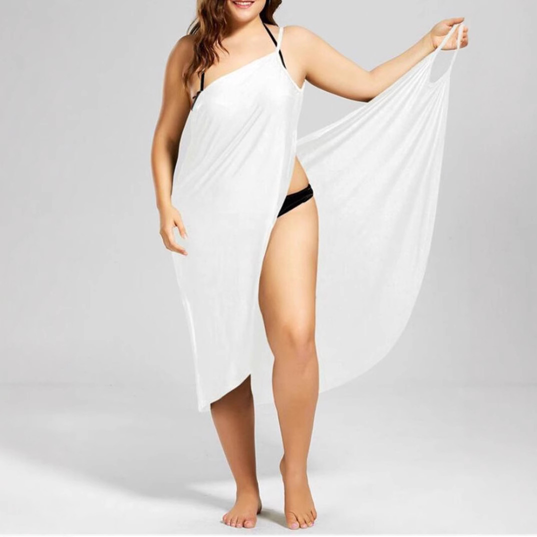 Plus Size Solid Color Sleeveless Cami Beach Dress
