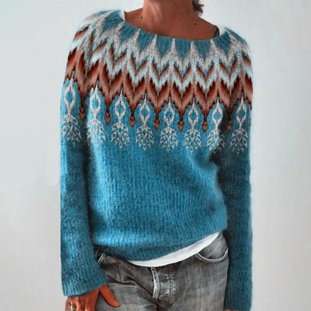 3D Print Women's Crewneck Pullover Sweater Long Sleeve Knit Top