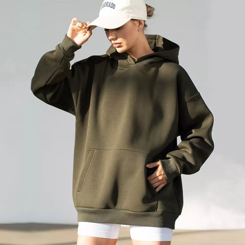 Women's Long-Sleeve Hooded Pullover Sweatshirt Loose Casual Top