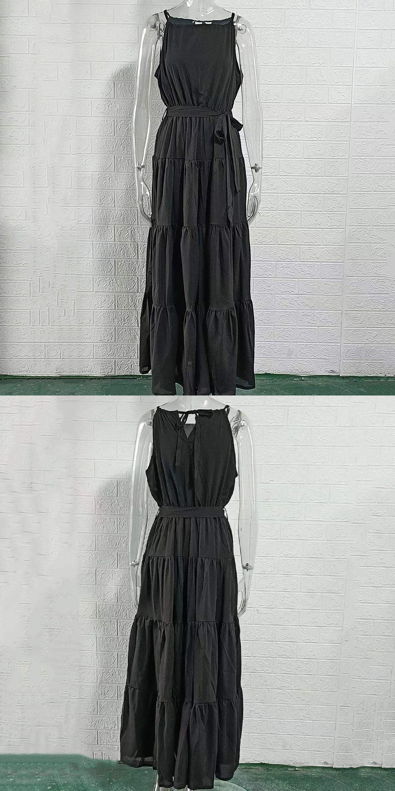 Women's Halter Neck Sleeveless High Waist Maxi Dress with Flowy Skirt