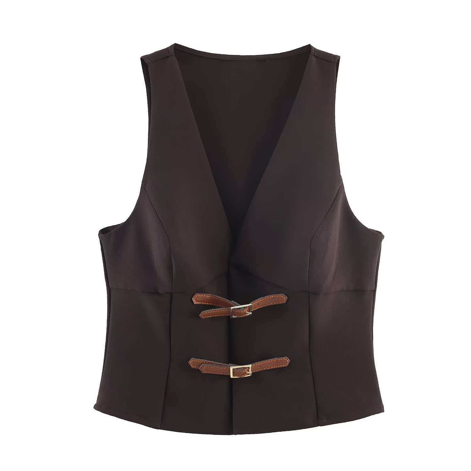 Women's V-Neck Vest and Pleated Skirt Set