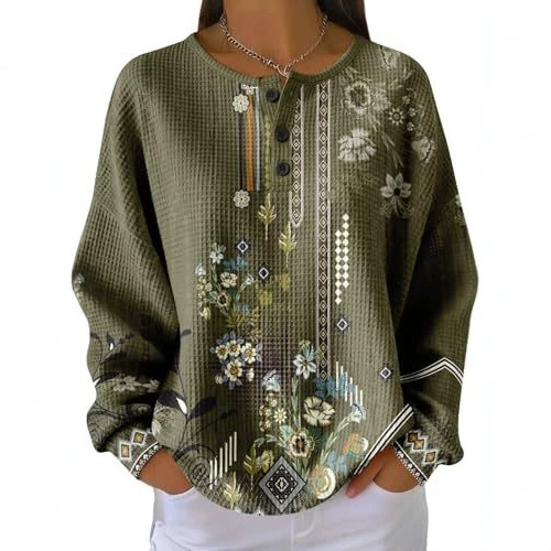 Women's Vintage Floral Button Sweatshirt
