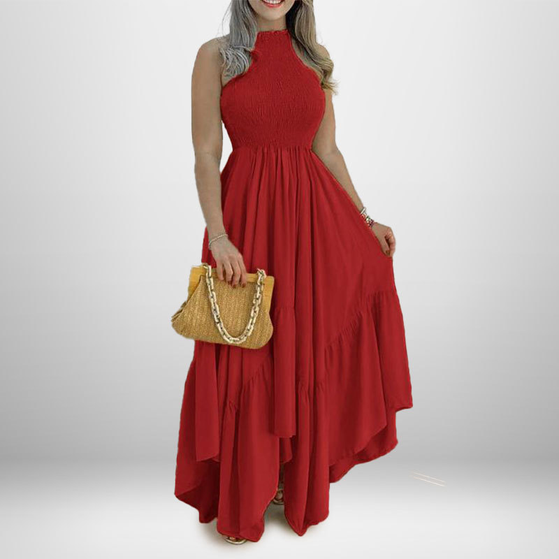 Women's Halter Neck High Waist Long Dress Solid Color Slim Fit