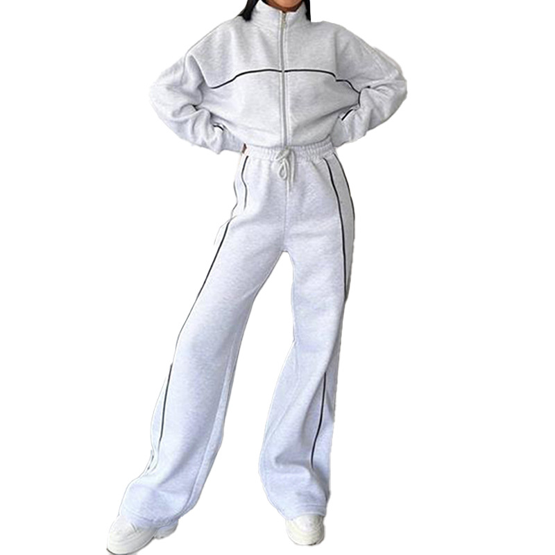 Women's Casual Zip-Up Hoodie and Pants Set