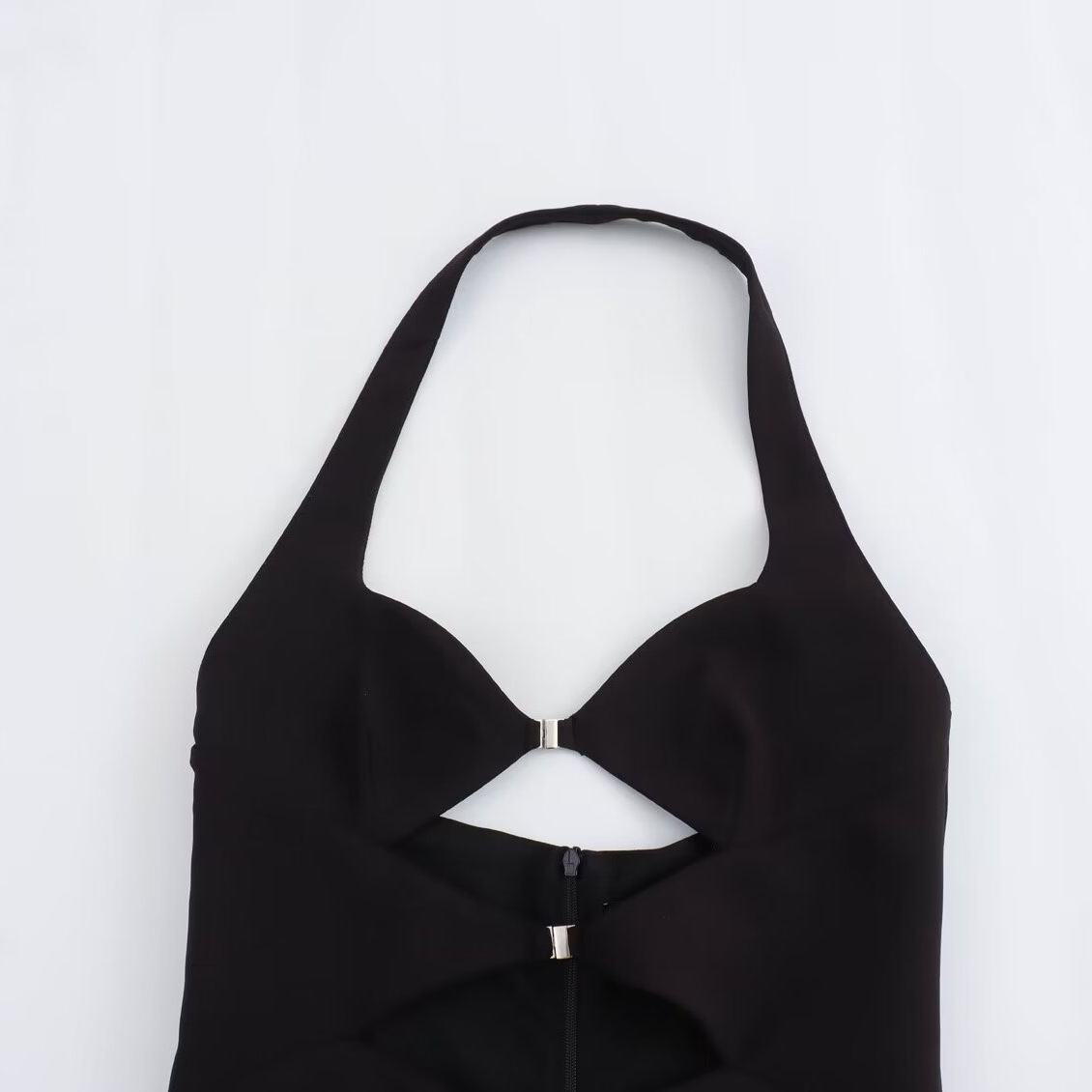 Women's Halter Neck Bodycon Dress with Buckle Detail