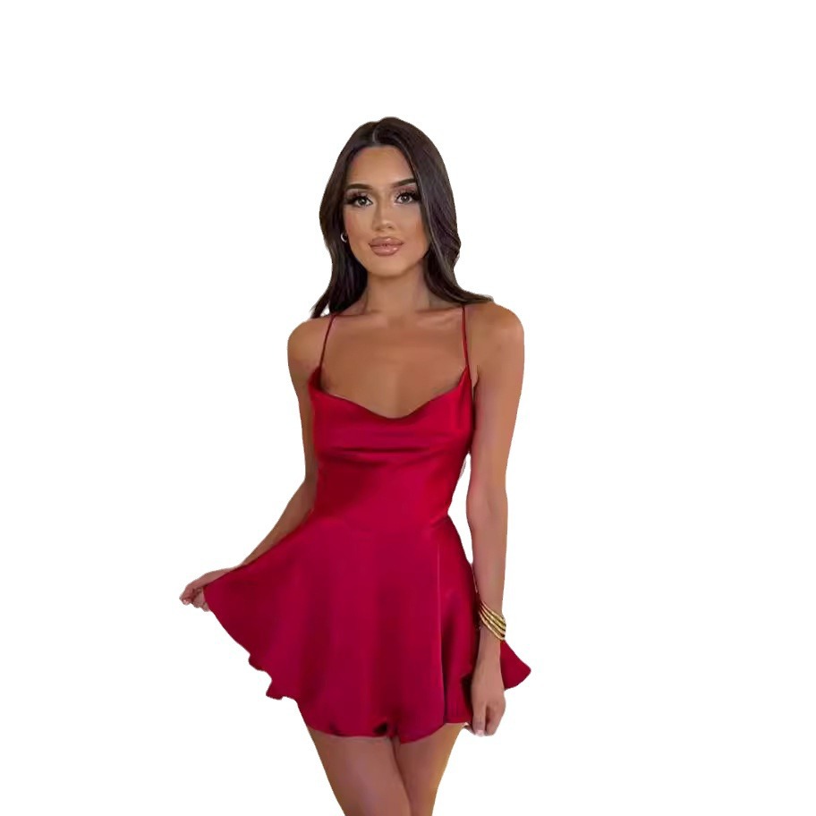 Sexy Backless Tie Strap Bodycon Mini Dress Solid Color