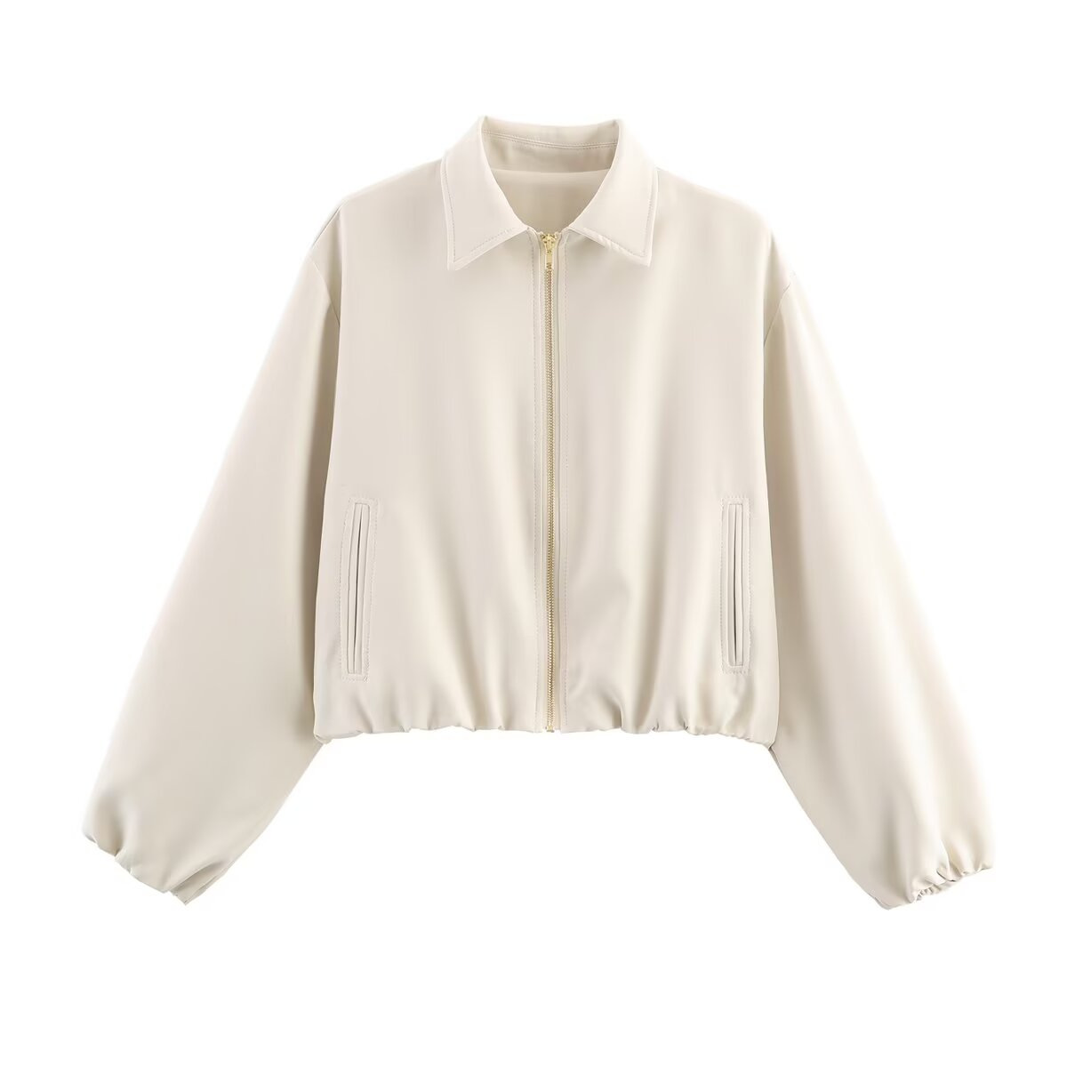 Women's Solid Zip-Up Puffer Jacket