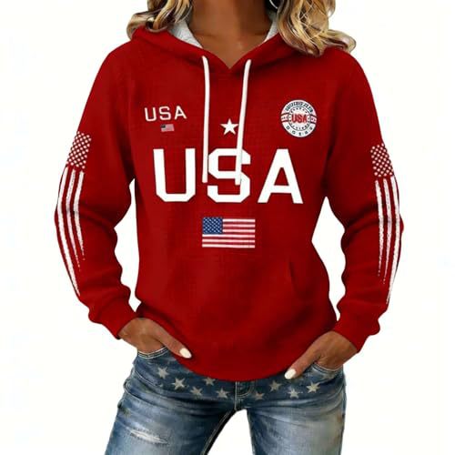 Women's American Flag Print Casual Hoodie