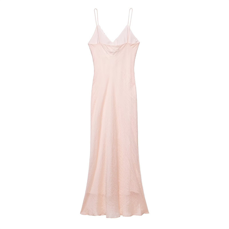 Elegant V-Neck Sleeveless A-Line Midi Dress with Tie Detail