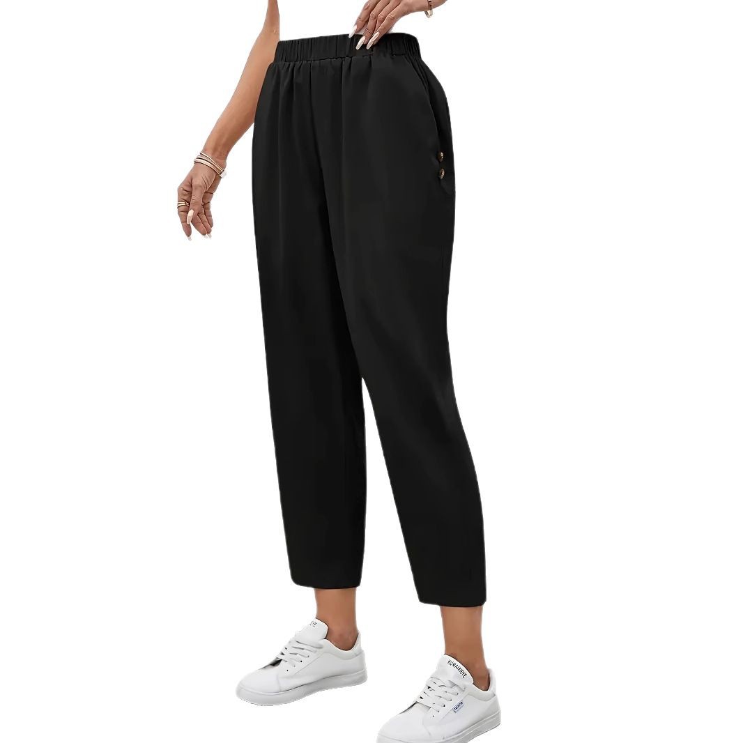 Women's Cotton-Linen Loose Casual Pocket Straight-Leg Pants