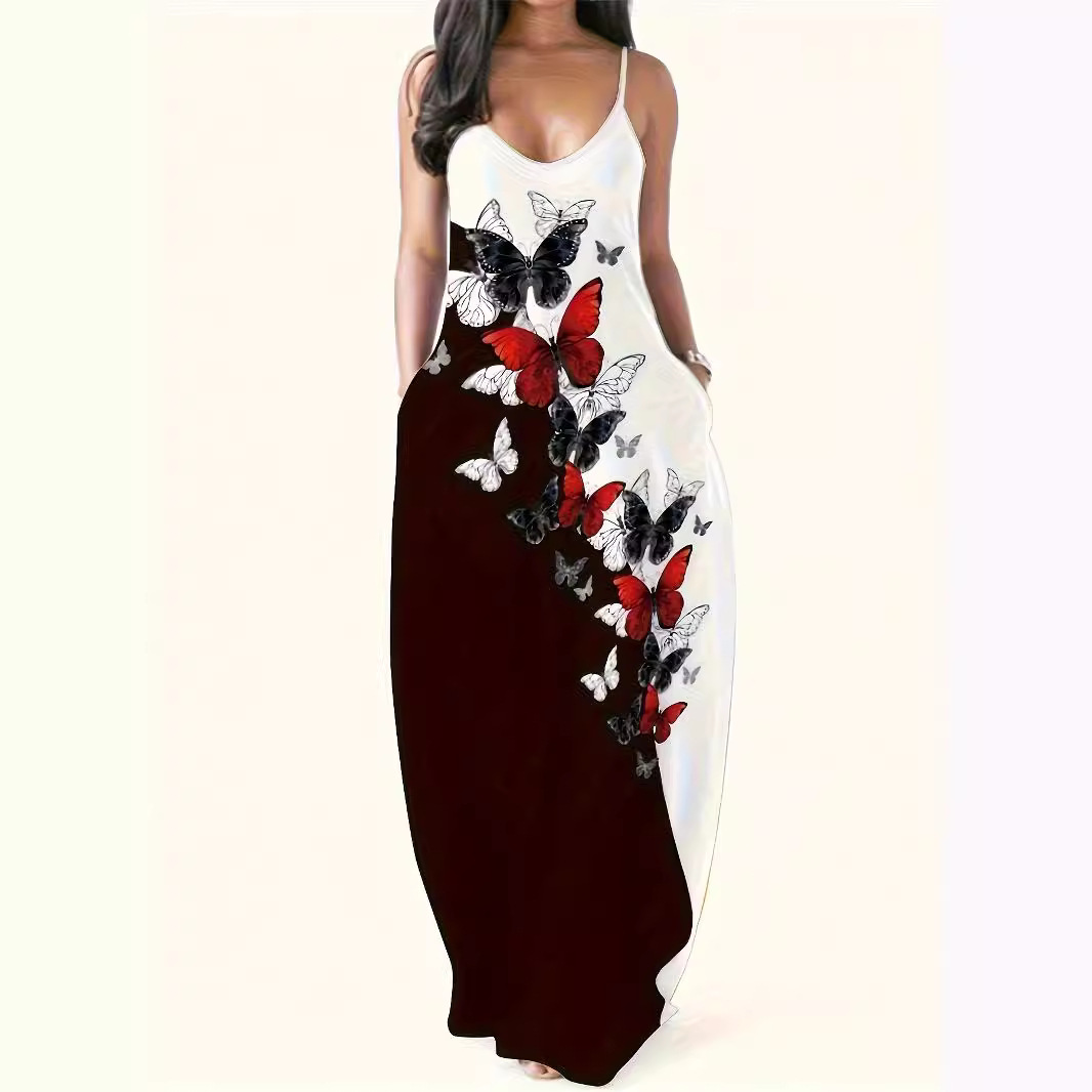 Women's Summer Sleeveless Printed Maxi Dress Polyester
