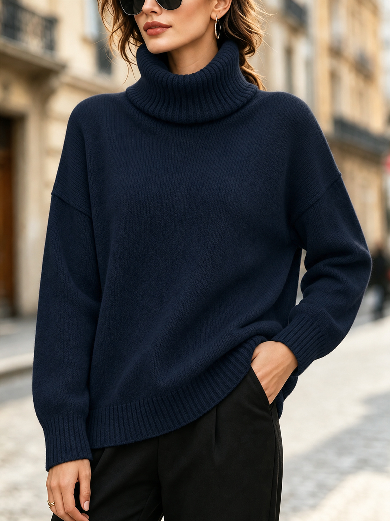 Women's Turtleneck Knit Pullover Sweater Soft Warm Base Layer