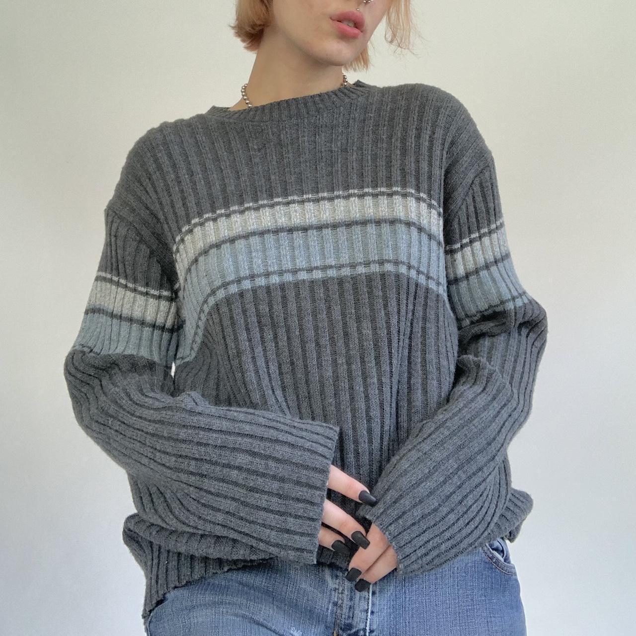 Striped Crewneck Long-Sleeve Knit Sweater