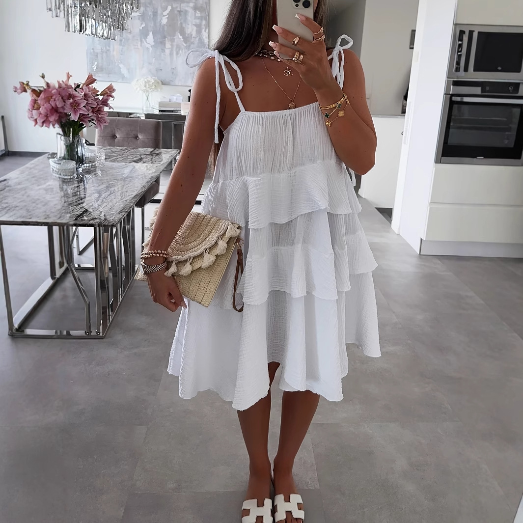 Women's Sleeveless Tiered Ruffle Cami Dress