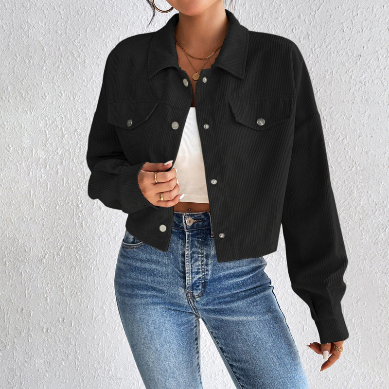 Corduroy Cropped Collared Jacket