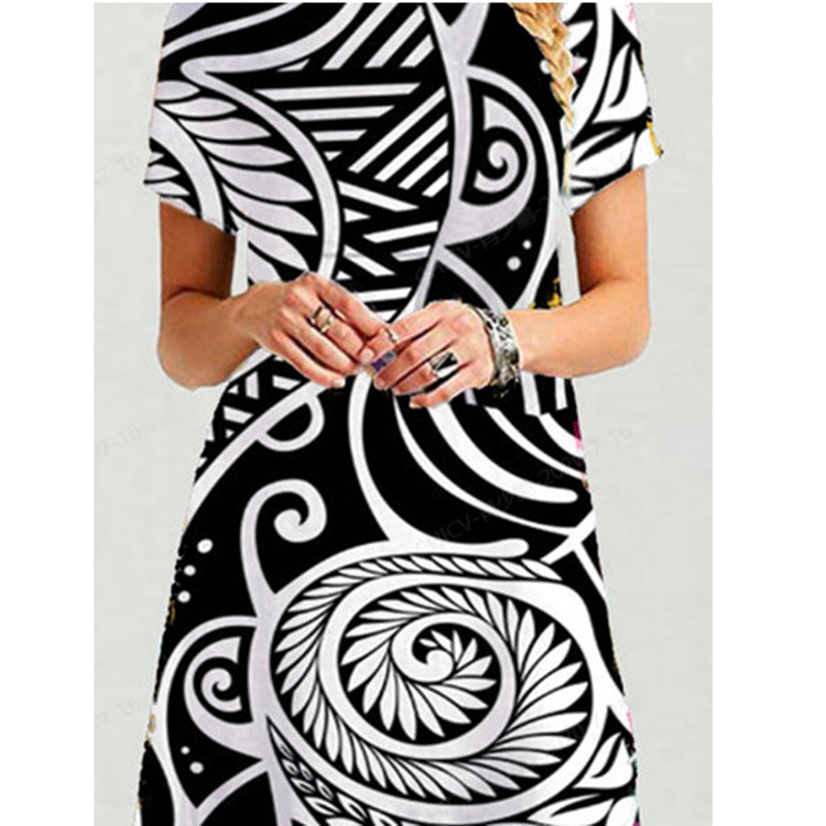 Abstract Face Print Puff Sleeve Mini Dress