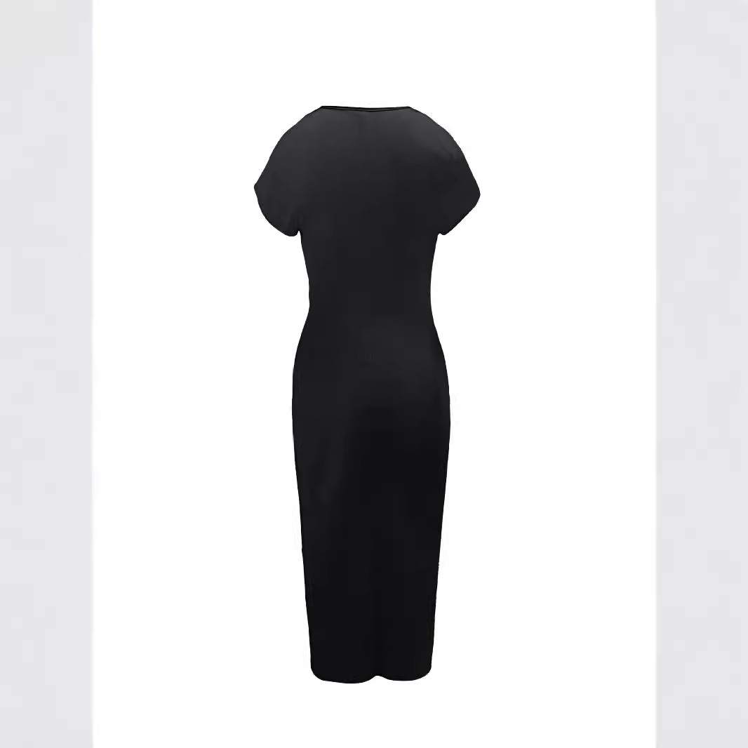 High-Waist V-Neck Mermaid Dress with Slit and Ruched Details