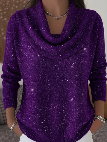 Women's Solid Color Long Sleeve Pullover Sweater