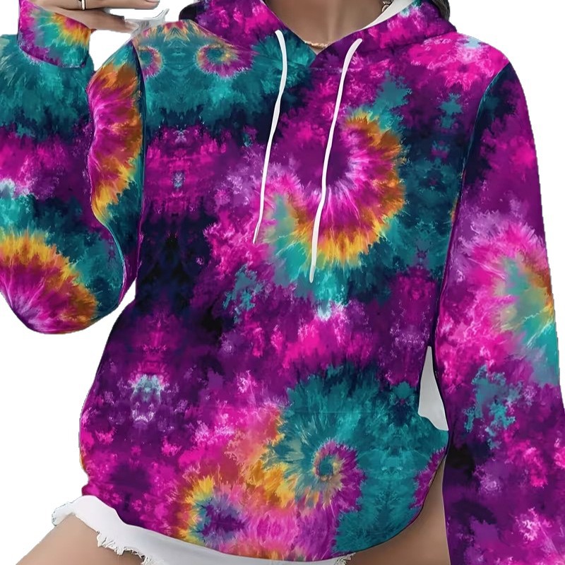 Women's Colorful Print Casual Hoodie