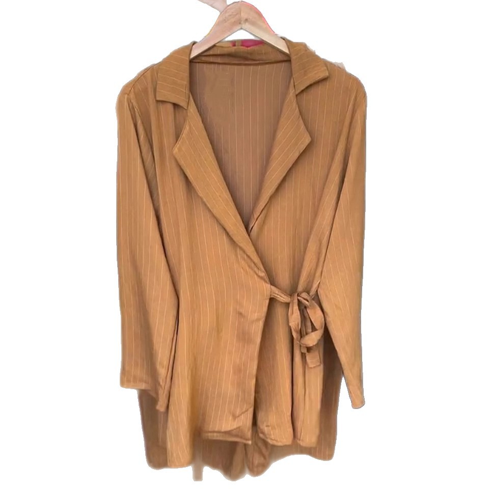 Women's Striped Two-Piece Blazer and Pants Set Casual Loose Fit