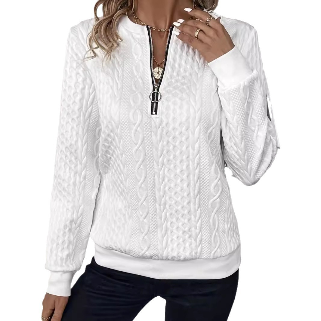 Women's Quilted Zip-Up Casual Sweatshirt