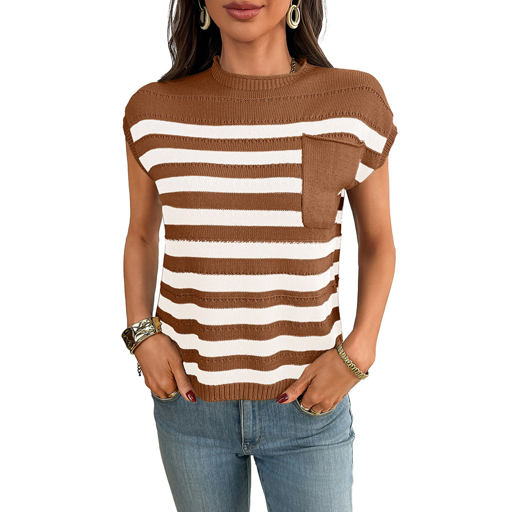 Women's Striped Crewneck Chunky Knit Sweater