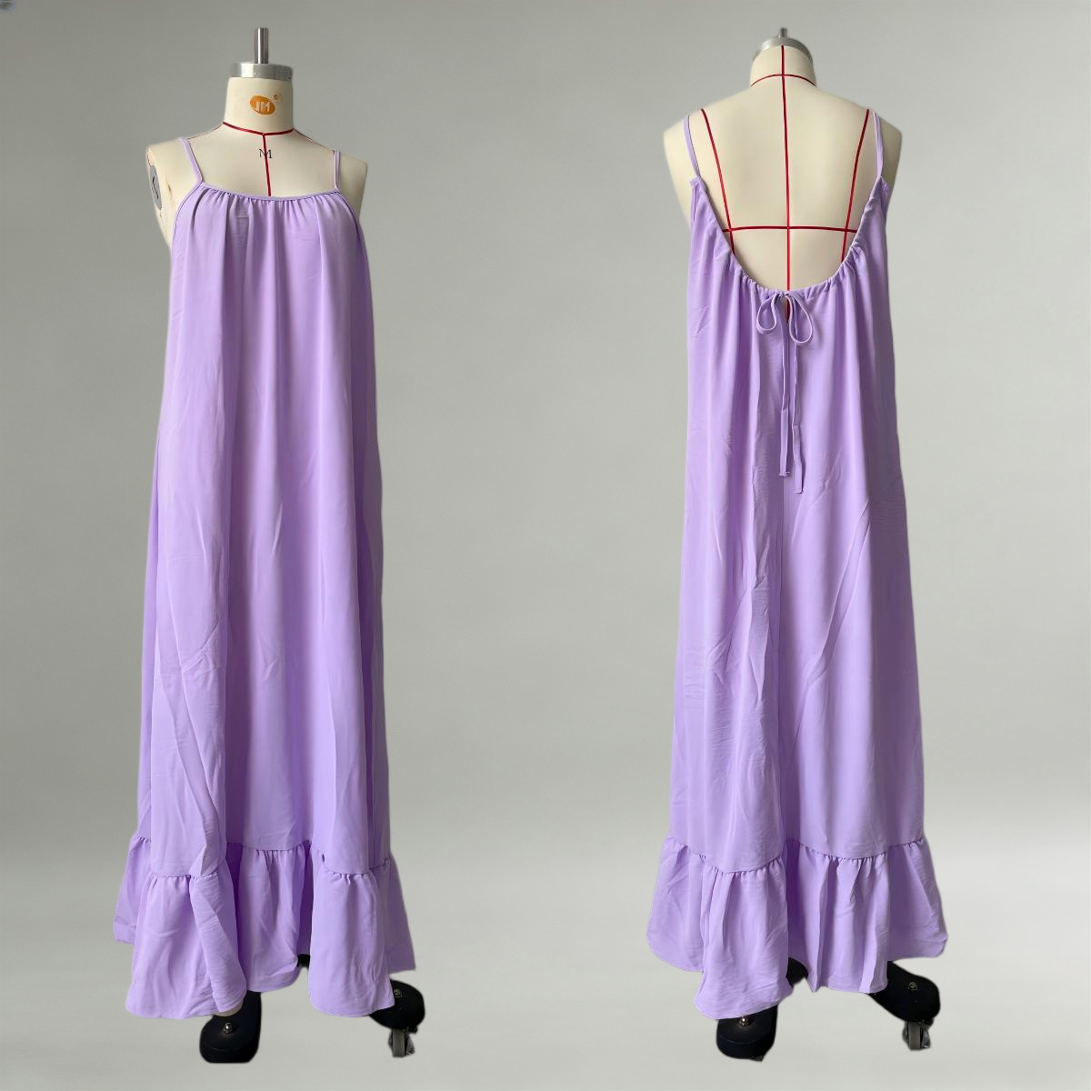 Women's Sleeveless Spaghetti Strap Solid Color Long Dress