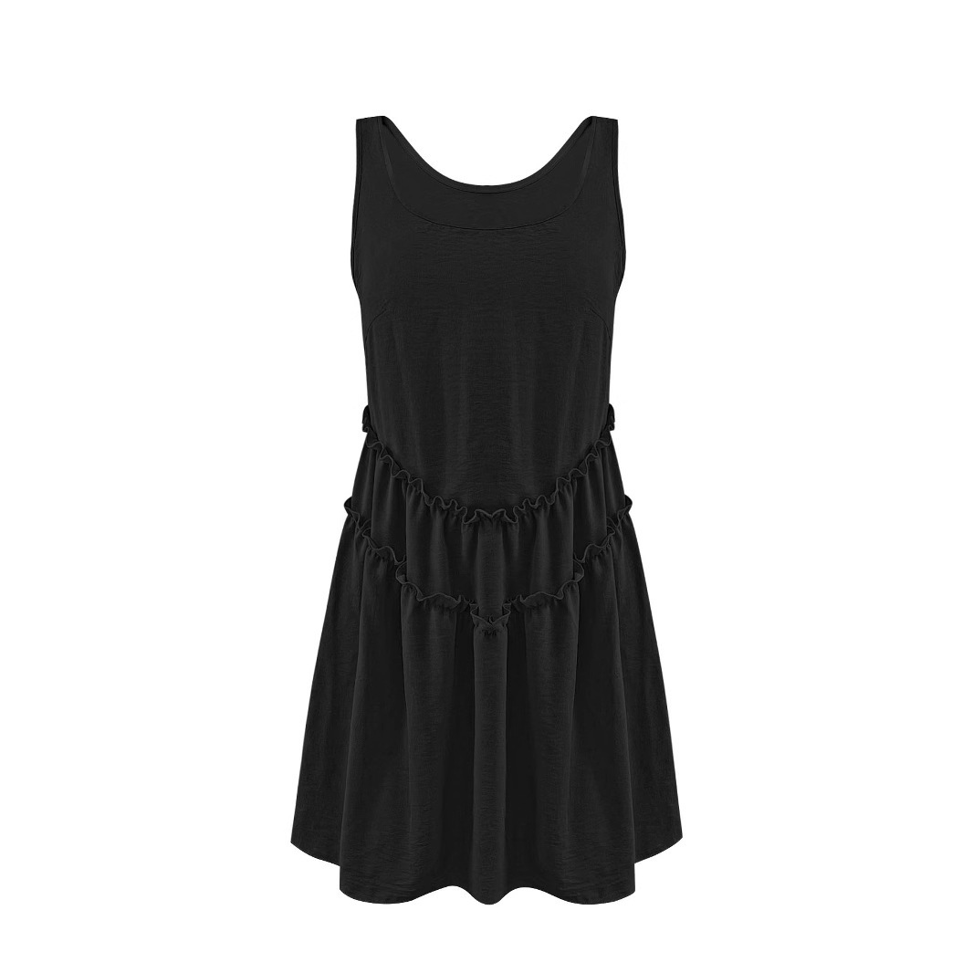 Lace Sleeveless Dress for Women Summer Sweet Solid Color Beach Tank Dress