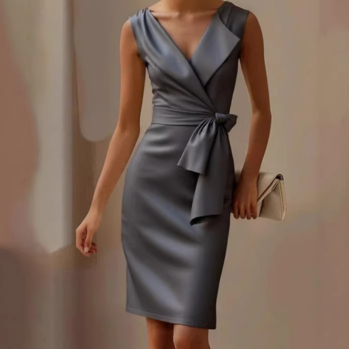 Women's Sleeveless Bow A-Line Mini Dress