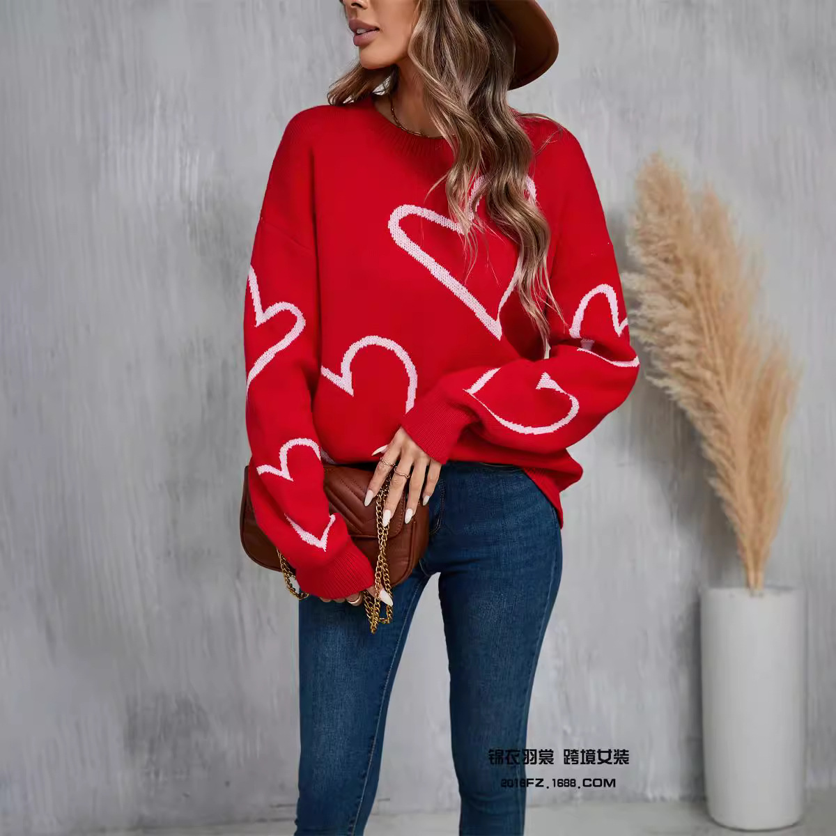 Heart Colorblock Pullover Sweater