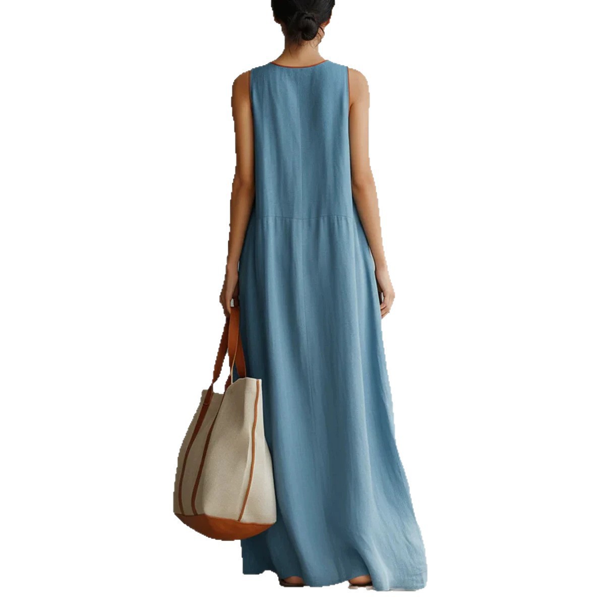 V-Neck Loose Lightweight Sleeveless Maxi Dress