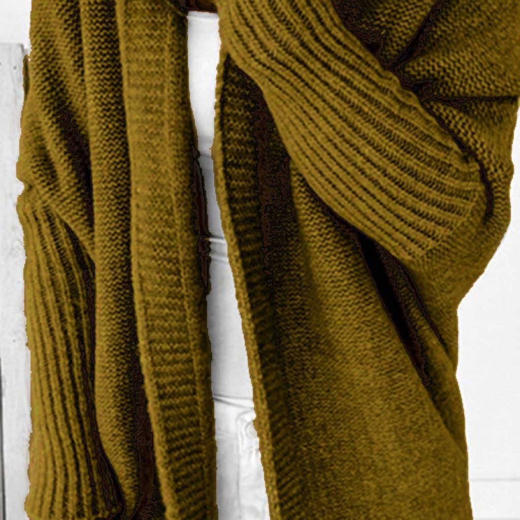 Hooded Knit Cardigan with Batwing Sleeves and Back Panel