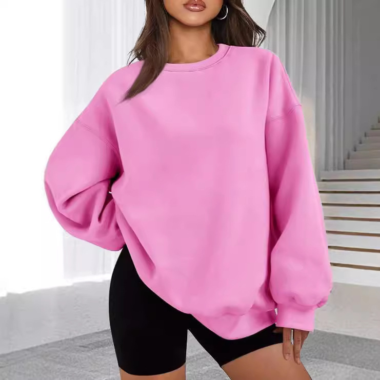 Women's Crewneck Pullover Solid Color Sweatshirt