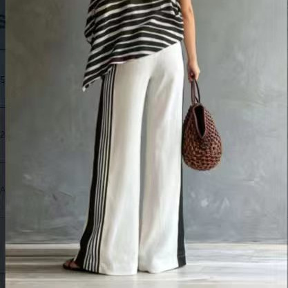 High-Waist Straight-Leg Solid Color Casual Pants