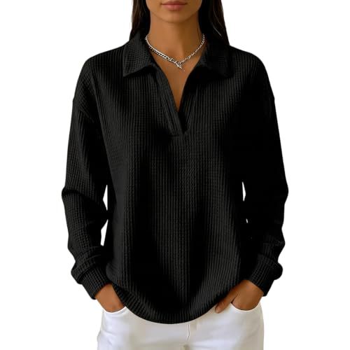 Women's Solid Waffle Knit Hoodie with Collar and Print