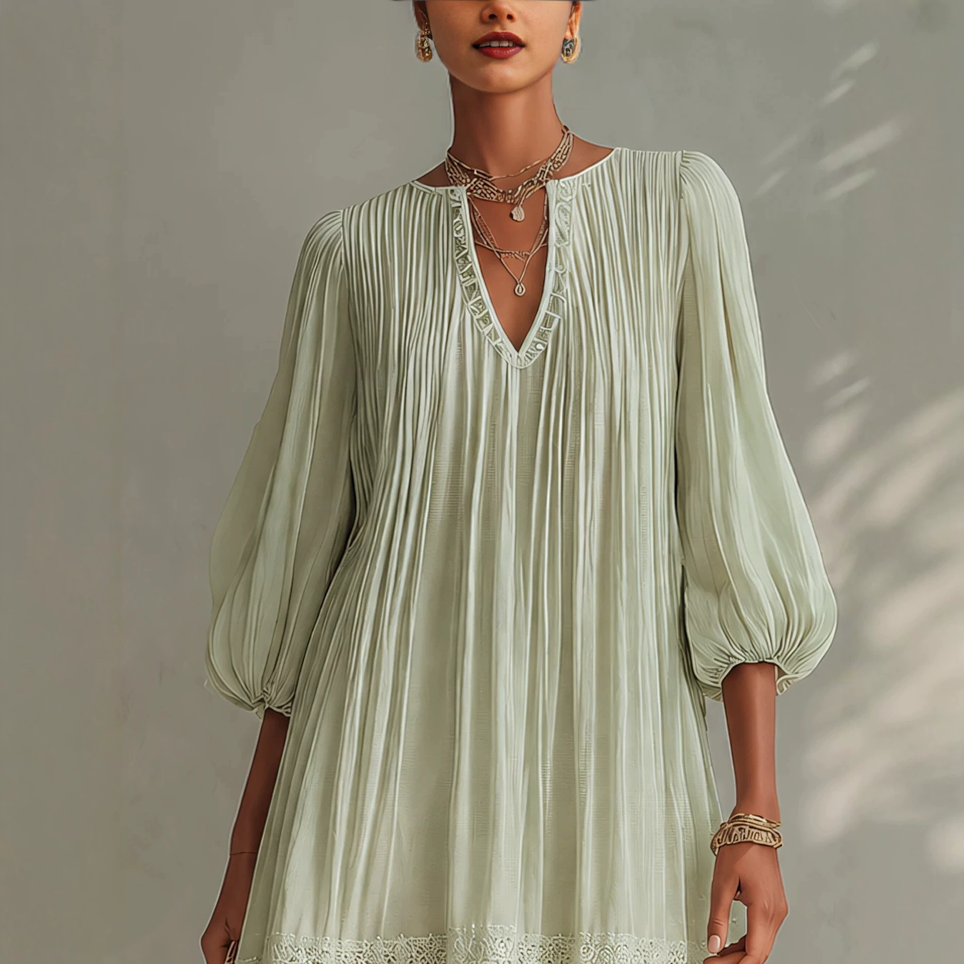 Asymmetric Ruffle Flowy Boho Lace Dress