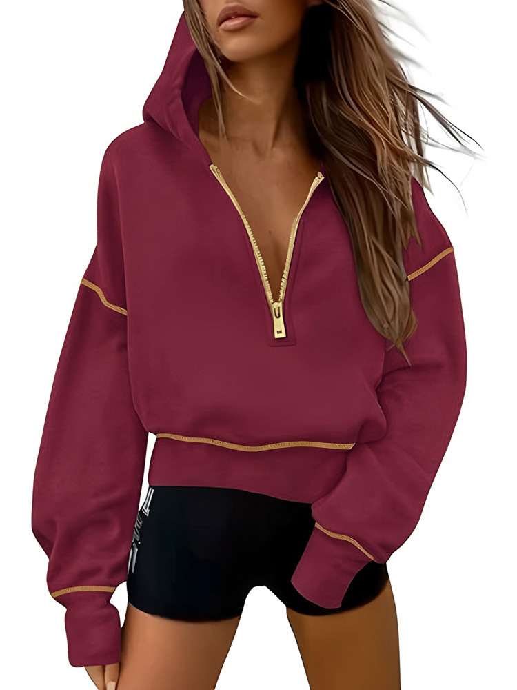 Women's Half-Zip Cropped Hoodie Loose Fit